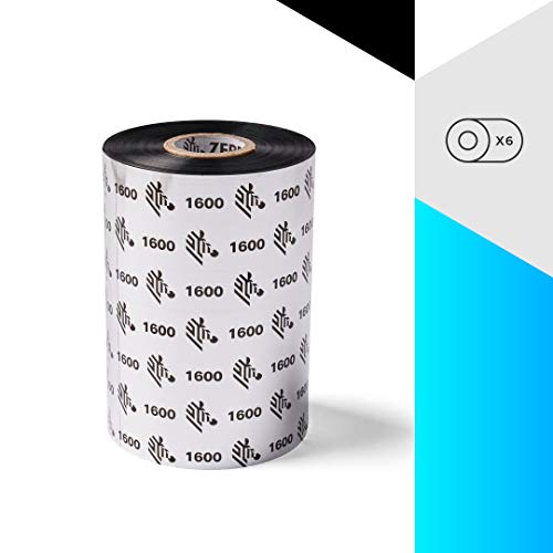 Zebra Standard Black Wax Ribbon For Industrial Thermal Transfer Printers 4.33 In Wide 1476 Ft Long 1 In Core Pack Of 6 Rolls Compatible With Multiple Models 10031729Sp #TOP2