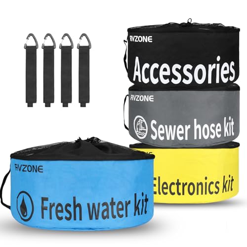 Image of RVZONE 4‑Pack Waterproof RV Hose Storage Bag for Hoses, Cords & Accessories