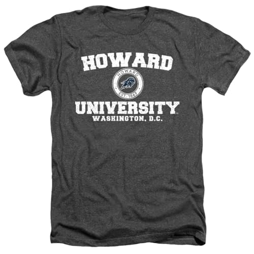 Howard University Circle Logo Unisex Adult Heather T Shirt, Charcoal Heather, 4X-Large