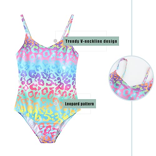 Image of Girls One Piece Swimsuits Hawaiian Floral Bathing Suit for Kids Adjustable Straps Swimwear 3-16 Years