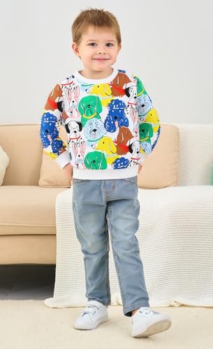 Image of Akyzic Toddler Boys Sweatshirts Cotton Crewneck Truck Shirt Dinosaur Long Sleeve Pullover Tops Tees 2-8T