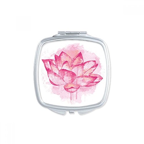 Miroir de maquillage compact rose aquarelle lotus carré