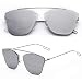 Elegant Metal Reflection Mirror Frame Sunglasses (Silver)