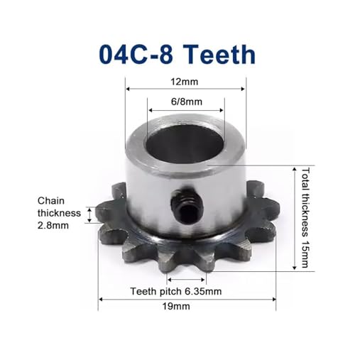 Piñón de acero 45# de 8 dientes: transmisión estable para cadena 25H 2