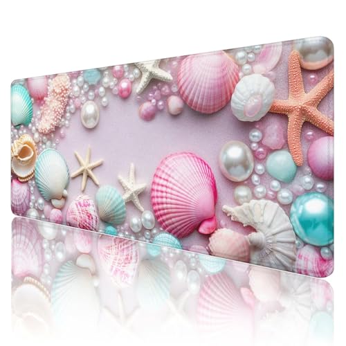 Tapis de souris rose imperméable grand format pour PC portable et gamer
