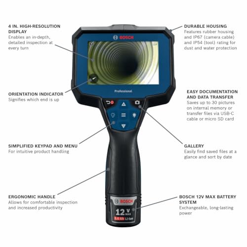 Image of BOSCH PRO GIC4-23C 12V Max Connected 5 Ft. Handheld Inspection Camera
