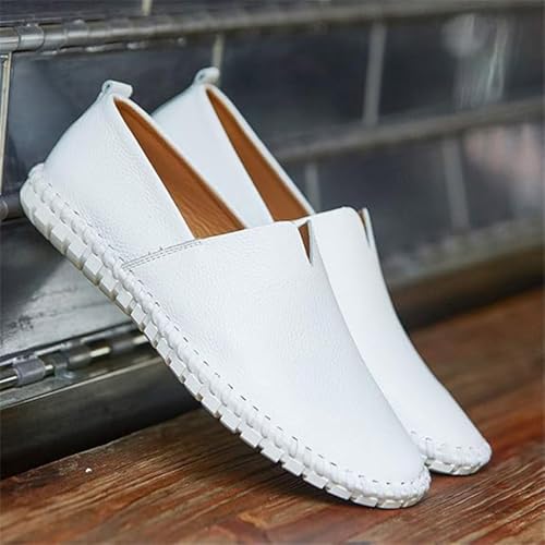 Men's Genuine Leather Slip-On Loafers Handmade Perforated Breathable Casual Driving Shoes2
