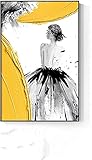 Leinwanddruck 20x30cm ohne Rahmen Abstrakt Modernes Mädchen grau gelb Silhouette Poster Drucke Bild Wohnwand Dekor