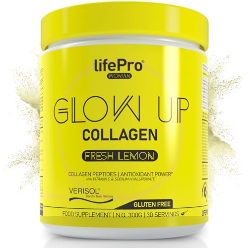 Colageno Hidrolizado Puro Verisol en Polvo con Vitamina C, Ácido Hialurónico y Zinc - 300g (30 Dosis) - Colágeno en Polvo Sin Azúcar Sabor Fresh Lemon - Belleza desde Dentro para Piel, Cabello y Uñas