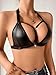 COOLOYA Women's PU Leather Bra Halter Racerback Triangle Bralettes Adjustable Straps Lingerie Rings Cut Out Crop Tops Black M