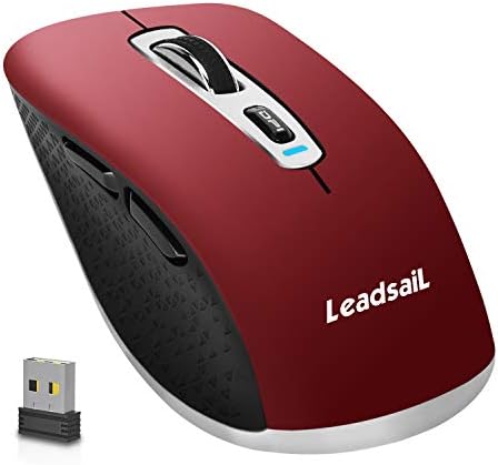 LeadsaiL Wireless Rechargeable Bluetooth Mouse,Slim Silent Mobile Mouse 2.4G/Bluetooth 4.0 Portable Cordless Mice with USB Receiver 5 Adjustable DPI for Laptop MacBook Windows Android OS