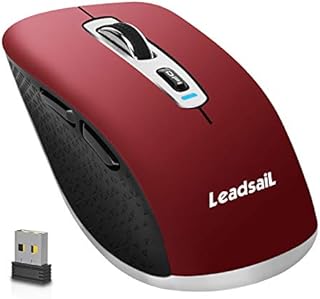 LeadsaiL Wireless Rechargeable Bluetooth Mouse,Slim Silent Mobile Mouse 2.4G/Bluetooth 4.0 Portable Cordless Mice with USB Receiver 5 Adjustable DPI for Laptop MacBook Windows Android OS