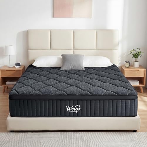 WEUP Queen Mattress 12 Inch Firm Hybrid Memory Foam with Pocket Springs, Fiberglass Free, CertiPUR-US Certified, 80x60 Inches (Gray)