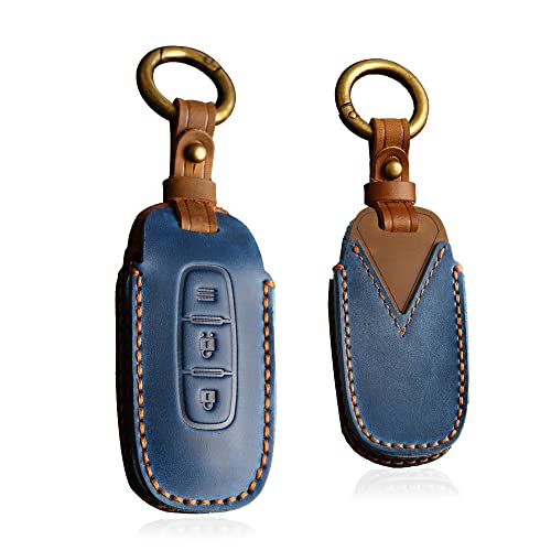 Coque de clé Nissan en cuir bleu : étui de protection haut de gamme pour Qashqai et Altima
