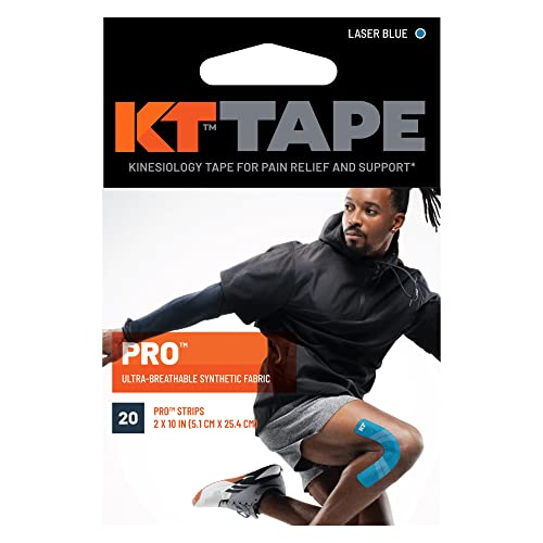 Image of KT Tape Pro Kinesiology Therapeutic Sports Tape, Latex Free, Water Resistance, Pro & Olympic Choice, 20 Precut 10 inch Strips, Laser Blue