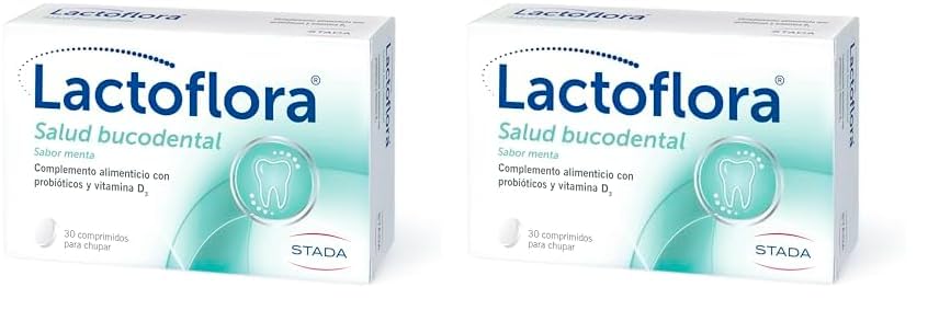 Lactoflora - Salud Bucodental - Protege la dentina y las encías y ayuda a elimiar el mal aliento - Sabor Menta -30 comprimidos para chupar (Paquete de 2)