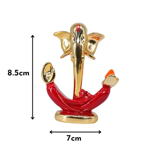 Image of Gold Plated Anchor Ganesha |Ganpati Idol for Car Dashboard, Office Desk, Home Temple & Pooja Room | Prosperity,Success,Blessings & Protection | Good Luck Murti | Height 3.3 Inch