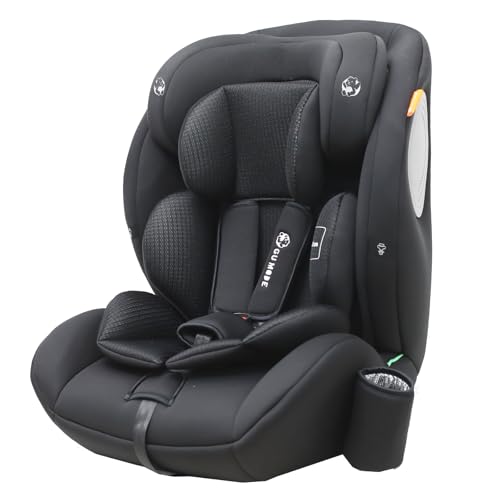 ＧＵ ＭＯＤＥ チャイルドシート ジュニアシート 1歳頃～12歳(身長76-150cm) R129適合 5年保証 ロングユース ヘッドレスト13段階調整可能 取付簡単 シートベルト固定専用 【ISOFIX非対応 ブラック/3Dメッシュ】