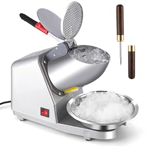 Snow Cone Maker Electric Shaved Ice Machine Stainless Steel – Ice Crusher Ice Shaver, 300W 2000r/min w/Stainless Steel Blade, 110V Ice Crushers Machine for Home and Commercial Use