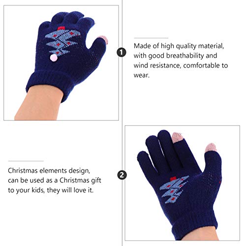 KESYOO 1 par de Luvas Infantis de Natal Tricotadas de PelÃºcia Forrado de Ãrvore de Natal Luvas de D