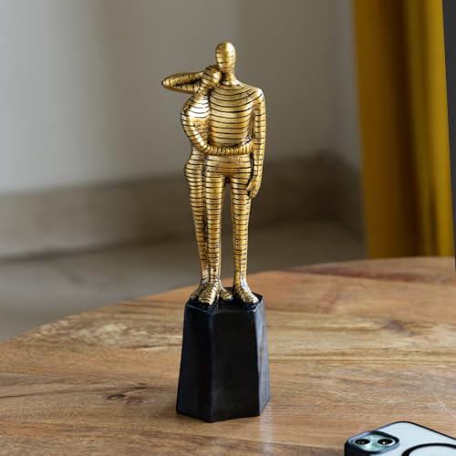 Image of ExclusiveLane 'Love Couple' Modern Decorative Couple Showpiece for Home Decor Decorative Items for Living Room Sculpture (Resin, Handcrafted, 32 cm) | Couple Miniature Showpiece |
