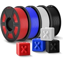 JAYO PLA+ Filament 1.75mm Bundle 4.4kg, Enhanced PLA 3D Printer Filament Set for Stronger & Tougher Prints, High Strength & Durability, Dimensional Accuracy 0.02mm, Black, White, Blue, Red
