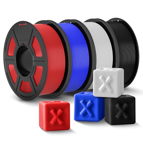 Image of JAYO PLA+ Filament 1.75mm Bundle 4.4kg, Enhanced PLA 3D Printer Filament Set for Stronger & Tougher Prints, High Strength & Durability, Dimensional Accuracy ±0.02mm, Black, White, Blue, Red