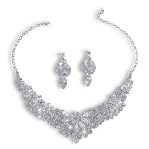 Image of Shining Diva Fashion Stylish Design Fancy Crystal Necklace Jewellery Set for Women | Trendy Celebrity Inspired Jewellery
