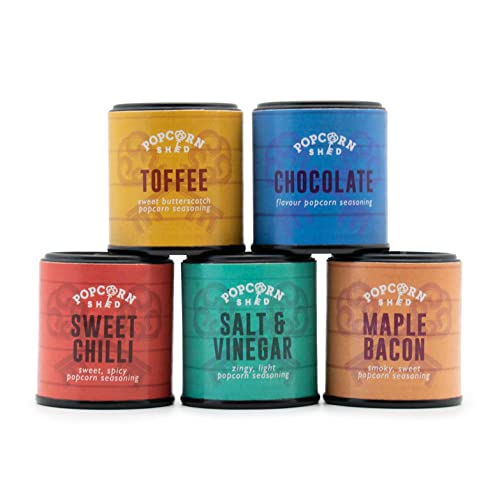 Gourmet Popcorn Seasonings 5 Pack, 5 Different Sweet and Savoury Popcorn Flavourings, Make Your Own...