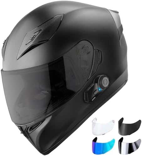 Bluetooth Motorcycle Helmet, Black (Large)