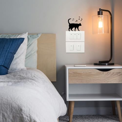 AHANDMAKER 6 Stück Kreative Lichtschalteraufkleber Mit Katzensilhouette. Niedliche Katzensilhouetten Wandaufkleber Für Lichtschalter, Outlets und Leiste
