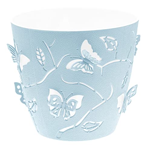 Lashuma Blumenschale innen - außen, Pflanzkübel rund Ø 14 cm, dekorativer Blumentopf blau - hell