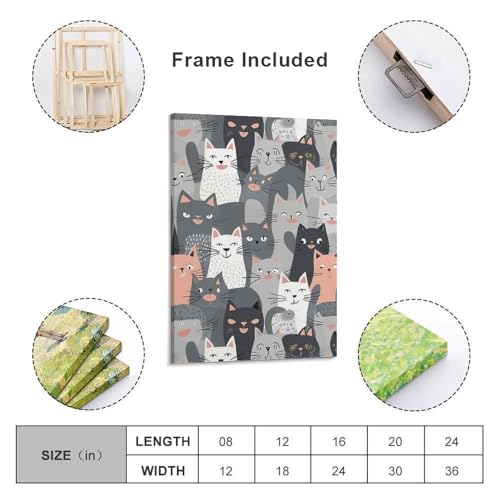 Toile murale imprimée chat gris mignon design moderne vertical 40x60 - 2