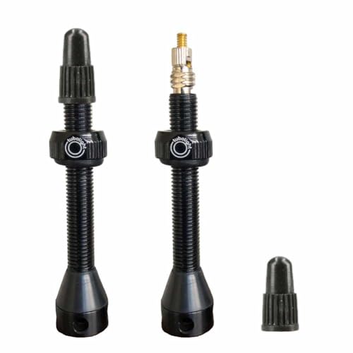 tubolight Presta Tubeless Valve Stems 50mm | Black Tubeless Presta Valve Stem for Bicycles and Motorcycles | High-Grade Brass with 4-Hole Design