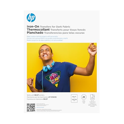 HP Iron-On Transfers for Dark Fabric, 8.5 x 11 in. (216 x 279 mm), 20...