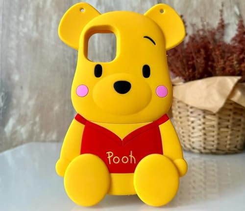 Image of COVERLY for iPhone 15 Pro Max Pooh Case 3D Cartoon Bear,Full Protective Winnie The Pooh Bee King Size Big Oversized Case Cute Soft Silicone Fashion Aesthetic Cover for Apple iPhone 15 Pro Max