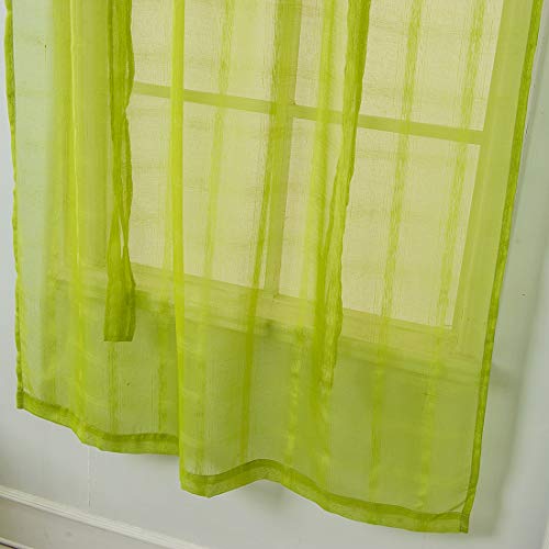 Vctops Solid Green Voile Tie Up Roman Curtains Rod Pocket Semi Sheer Adjustable Kitchen Balloon Curtain For Small Window (31"X55",Green) #TOP5