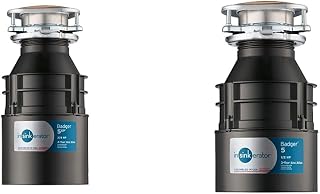 InSinkErator Garbage Disposal, Badger 5XP, Power Series, 3/4 HP Continuous Feed, Black & Garbage Disposal, Badger 5, Standard Series, 1/2 HP Continuous Feed, Black