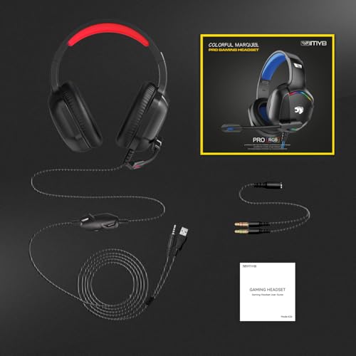 Image of Gaming Headset with Microphone for Pc, Xbox One Series X /s, Ps4, Ps5, Switch, Stereo Wired Noise Cancelling Over-Ear Headphones with Mic, RGB, for Computer, Laptop, Mac, Nintendo (Red)