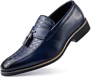 Mens Dress Loafers Leather Weave Moccasin Handmade Slip on Driving Business Shoes
