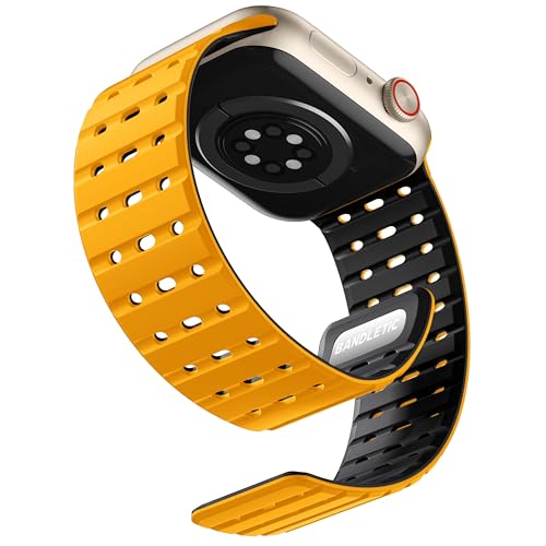 [Bandletic] アップルウォッチ用の バンド マグネット - 夏 蒸れない スポーツ 42mm 44mm 45mm 46mm 49mm 通気性 防汗 軽量 2色デザイン 交換バンド（Amazon）