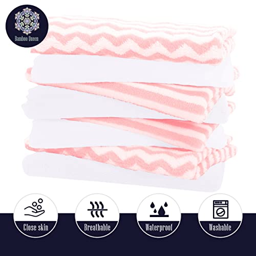 8 Pack Super Soft Baby Burp Cloths, Baby Washcloths, Ultra Absorbent Large Newborn Burping Cloth for Boy and Girl, Milk Spit Up Rags, Unisex for Baby Sensitive Skin, Pink and White, 16 x 12 Inch - Thumbnail 7