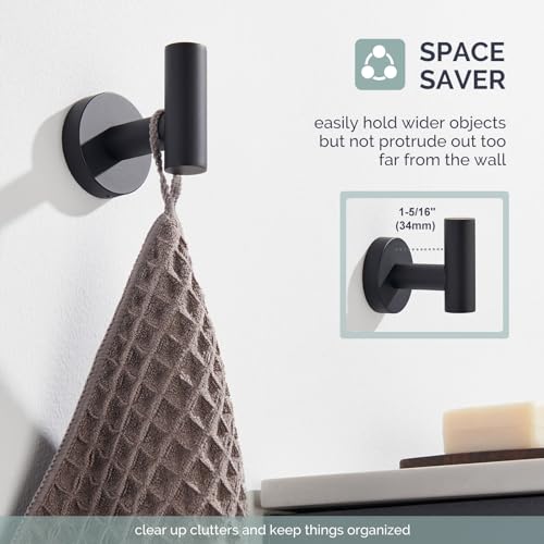 Image of Angle Simple Bathroom Towel Hook, Robe Coat Hook for Wall, Matte Black