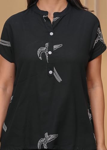 Image of Women's Cotton Printed Night Suit Set of Shirt & Pajama Set Women Night Wear Set