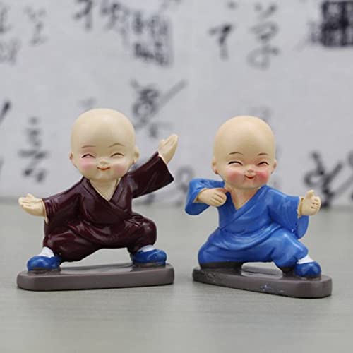 Image of AUGEN Polyresin Set of 4 Buddha Monks Statues Figurines Showpiece for Wall Shelf Table Desktop Living Room Car Dashboard Decoration Home Office Decor (Multicolour)(7698D)