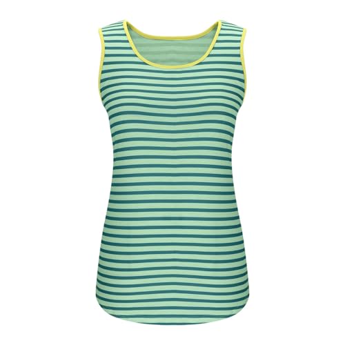 Genérico Camiseta Deportiva de Tirantes Mujer Moda Cuello U a Rayas sin Mangas Camiseta Verano Casual Transpirable y Ligera Tops Básica Camisetas Tirantes Deporte para Entrenamiento, Yoga