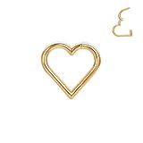 JOLCHIF Mini Herz Creolen Ohrring Unisex Titan Hypoallergen Helix Septum Ring Tragus Knorpel Creolen Edelstahl Creolen Piercingschmuck (Gold, 1 Stück, einzeln)