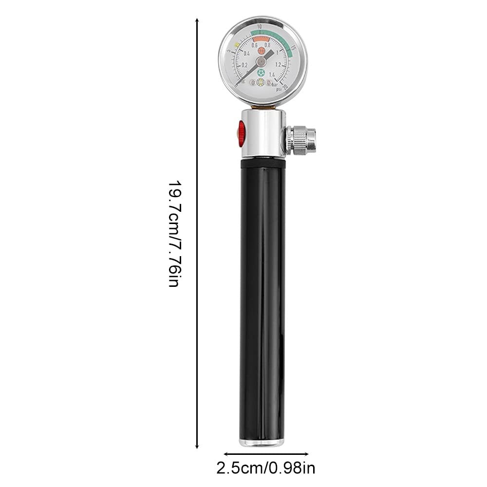 Mini Ballpumpe mit Manometer, Tragbare Sportball-Luftpumpe aus Aluminiumlegierung mit Aufblasnadeln für Basketball, Fußball, Fußball, Rugby, Volleyball und andere aufblasbare Bälle
