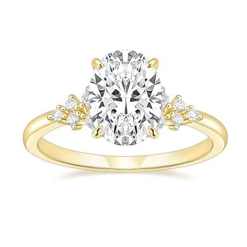 TIGRADE 3CT Engagement Ring Oval Cut Cubic Zirconia Promise Ring Round CZ Eternity Wedding Band for Women Size 3-12