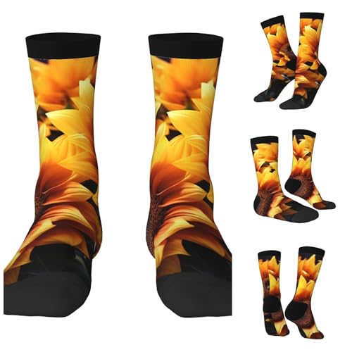 LZQPOEAS Orange Sunflower Wallpaper Athletic Socks Unisex Cushioned Crew Socks Hiking Running Calf Sock Soft Above Ankle Sock